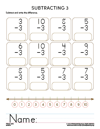 Subtracting Three Less  