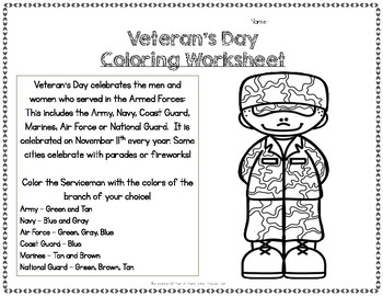 veterans day printable worksheet