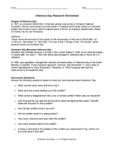 Origin of Veterans Day Worksheet: History Activity - TeacherVision