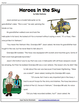 Veterans Day Worksheets