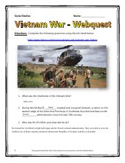 Vietnam War Outline Webquest by History Wizard | TPT