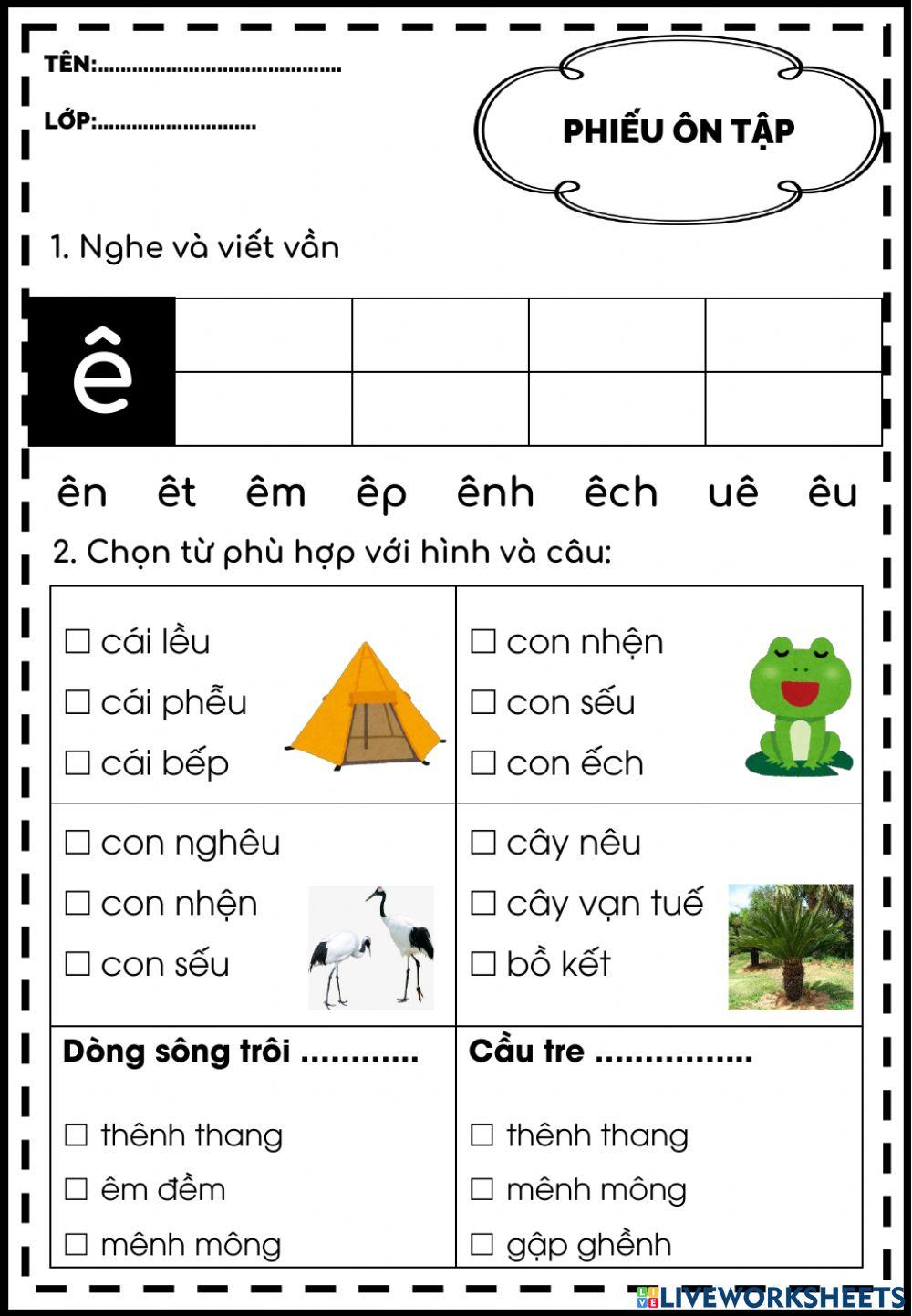 Vietnamese Week 31 Ê worksheet Live Worksheets Worksheets Library
