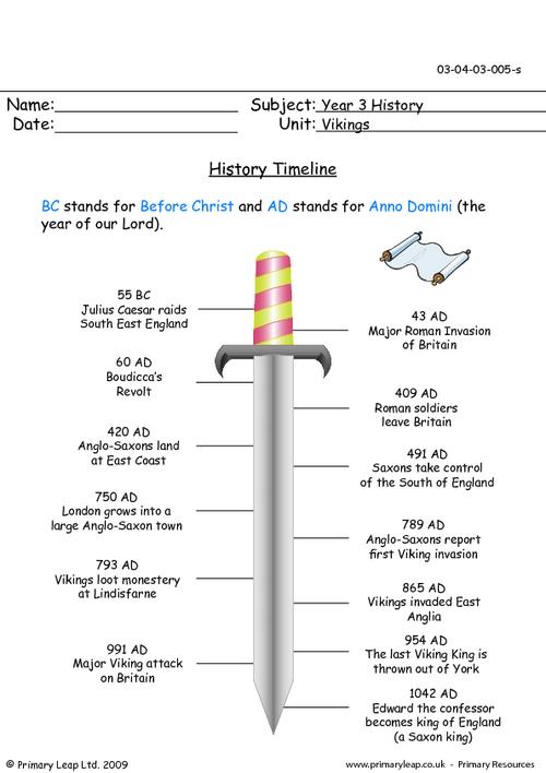 History: History Timeline | Worksheet | PrimaryLeap.co.uk