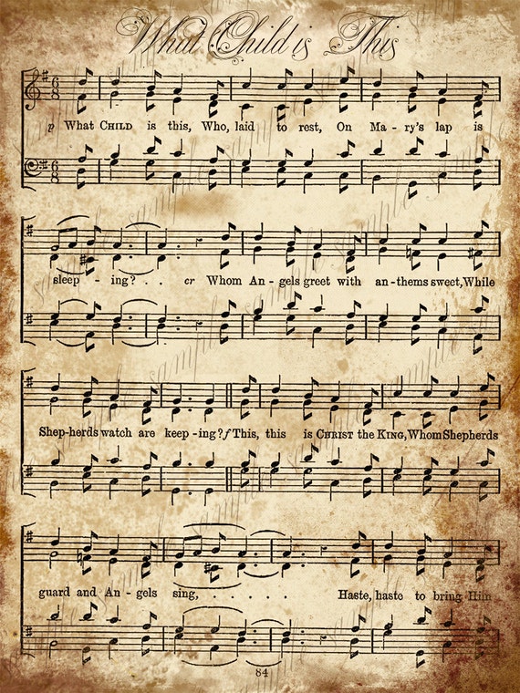 Grungy Aged Vintage Christmas Carol Music Digital Sheet INSTANT ...
