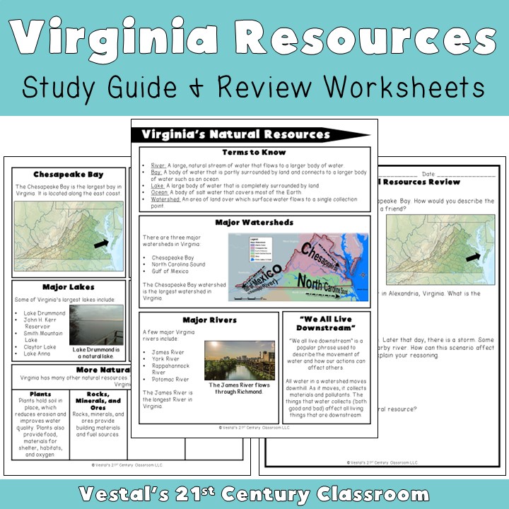 Virginia's Natural Resources Study Guide and Review Worksheets - Worksheets Library for Free Printable 5 Regions Of Virginia Worksheet