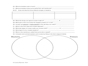 Introductory Bacteria and Virus Worksheet Worksheet for 9th - 12th ...
