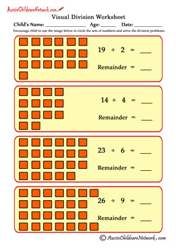 Visual Division Worksheets (With Remainders) - Aussie Childcare ...