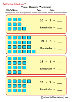 Visual Division Worksheets (With Remainders) - Aussie Childcare ...
