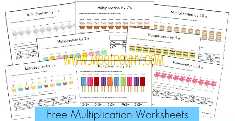 Free Multiplication Worksheets &amp; Fact Cards {with Visual Cues ...