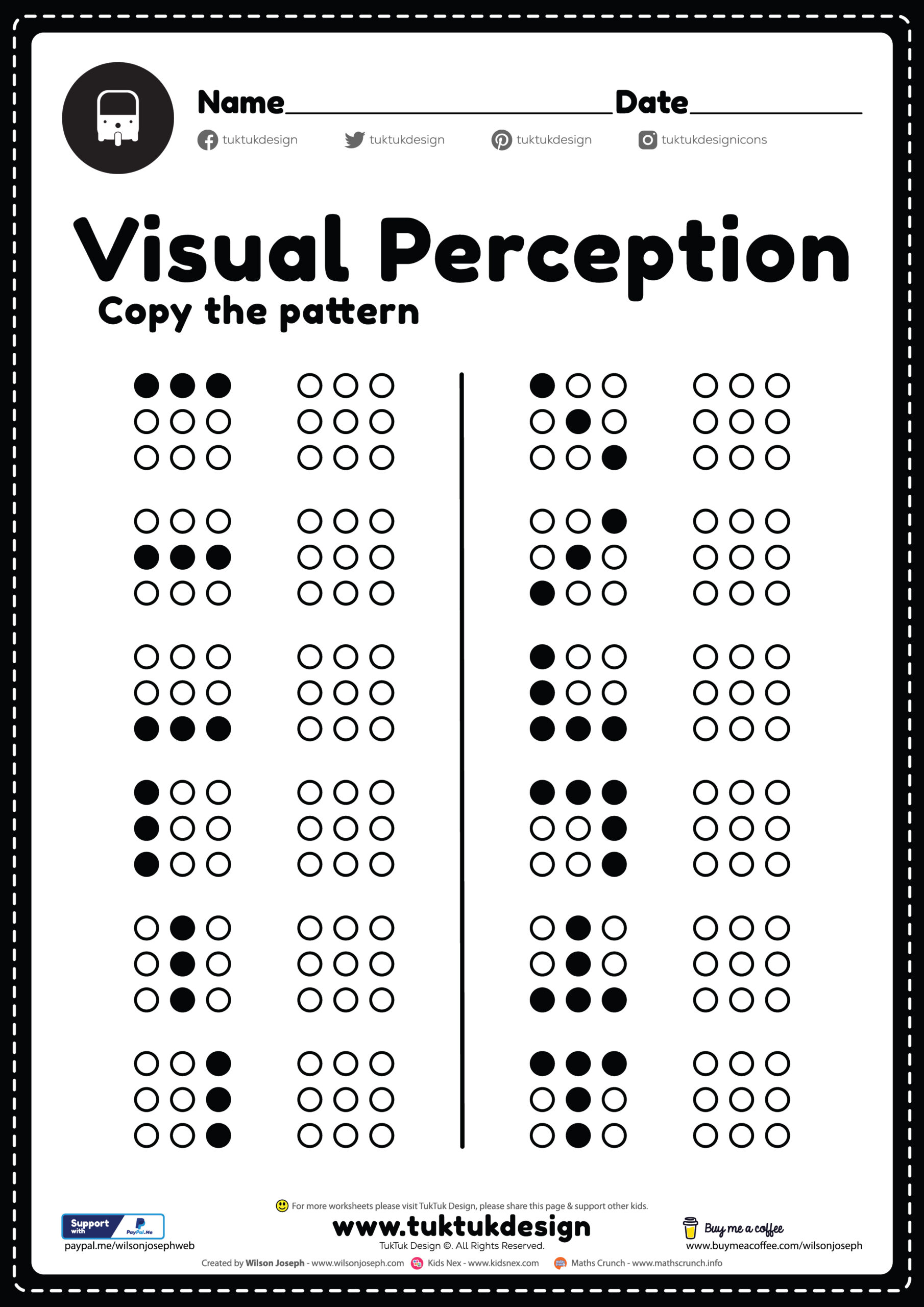 Visual Perceptual Worksheet - Free Printable PDF for Kids