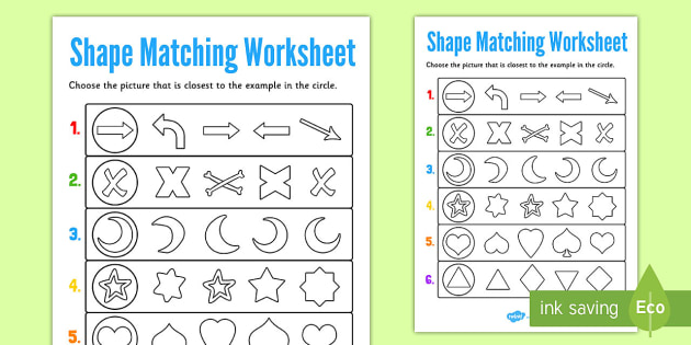 Visual Perception Shape Matching Worksheet (Lehrer gemacht)
