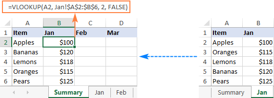 vlookup across worksheet