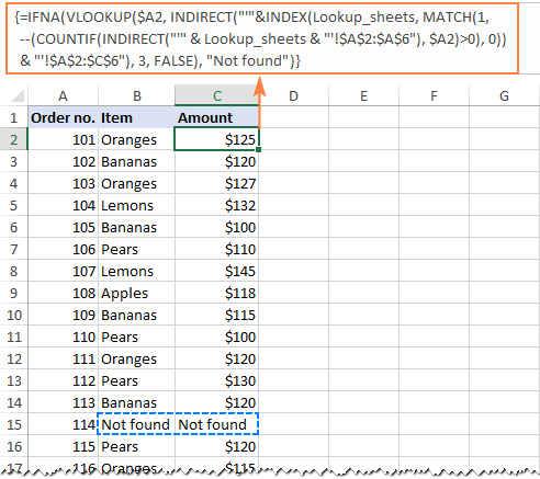 VLOOKUP across multiple sheets in Excel with examples