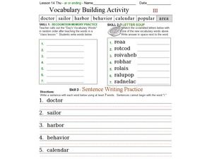 Vocabulary Building Activity Worksheet for 3rd - 5th Grade ...