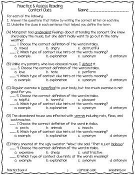Context Clues Practice &  Assess: FREE No Prep Printables for ...