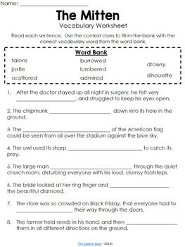 vocab in context worksheet