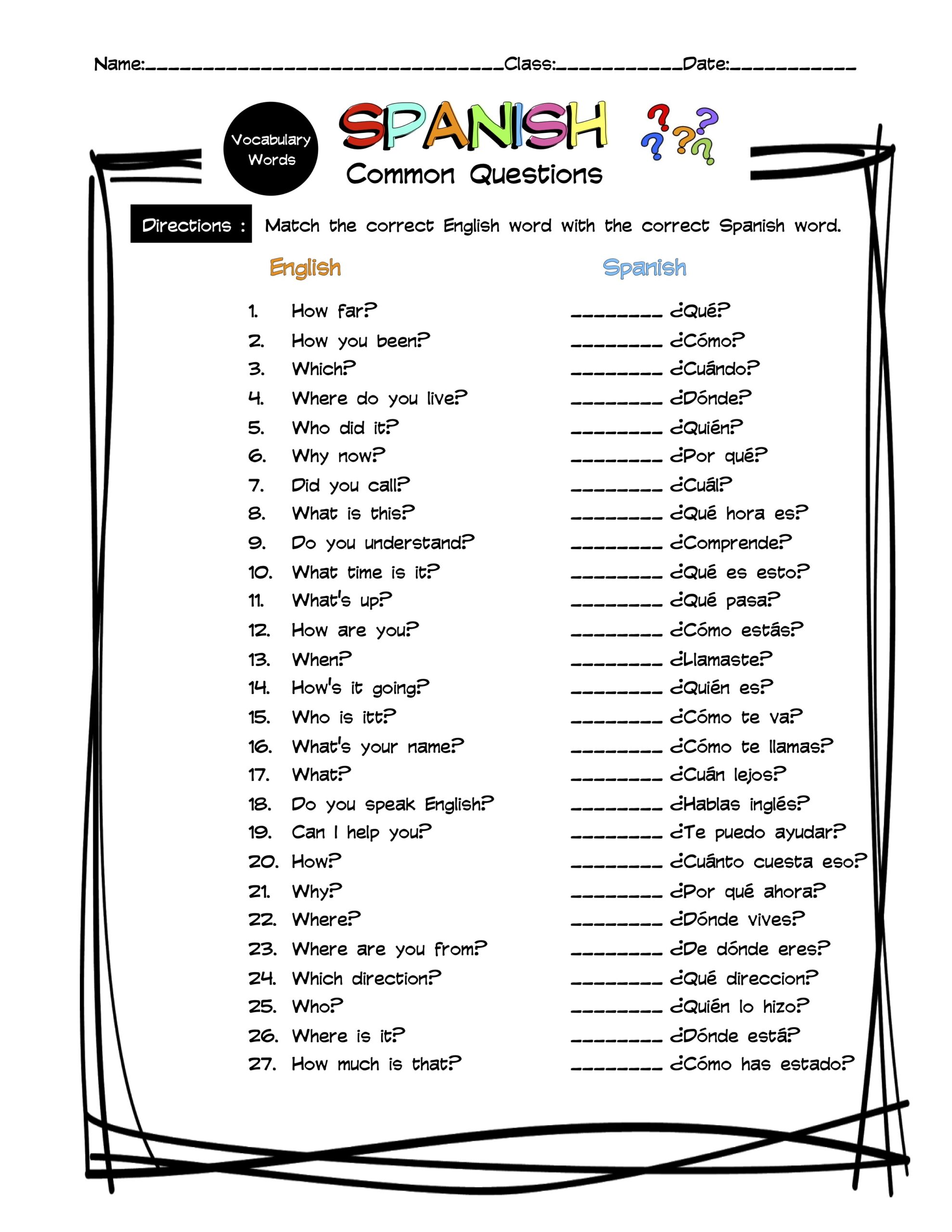 vocab worksheet answers