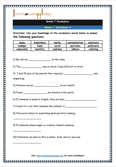 vocab worksheet answers