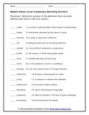 vocab worksheet for high school