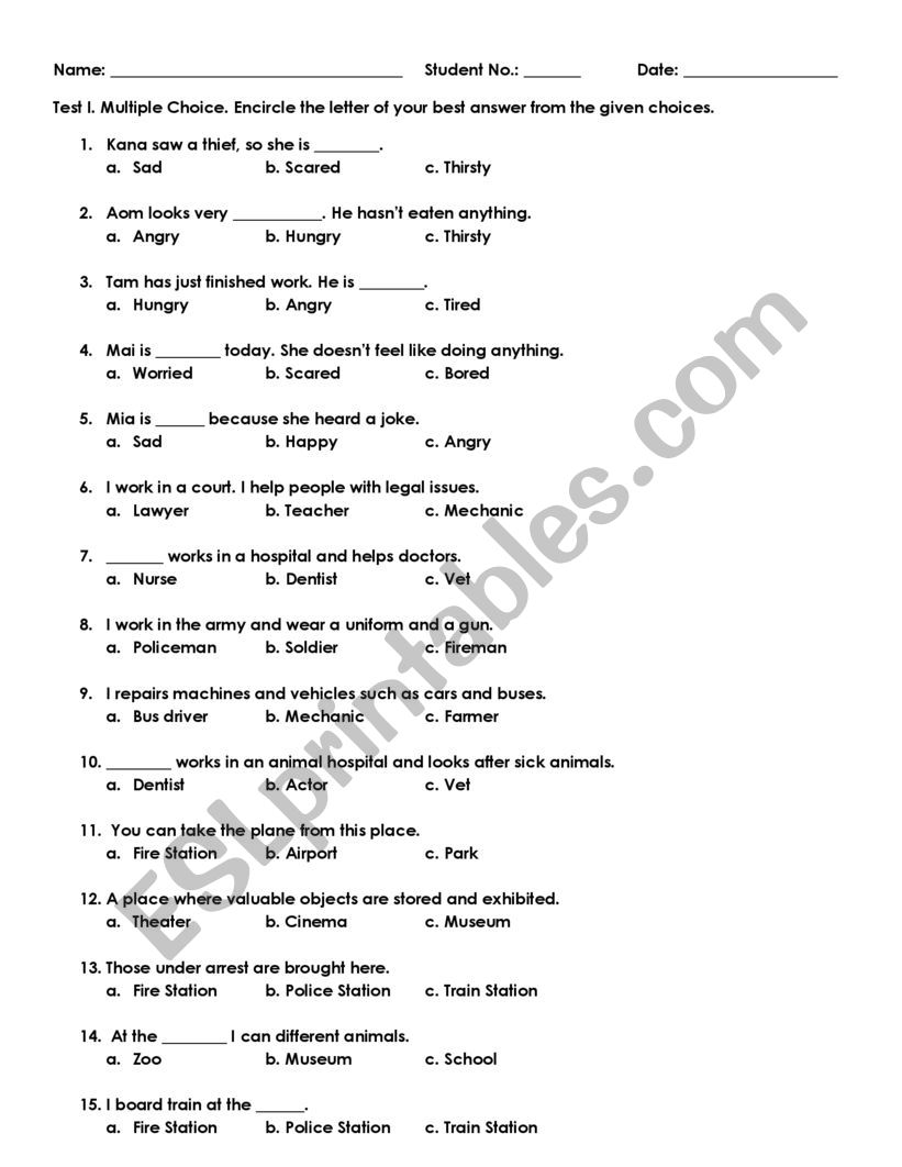 Test your Vocabulary - ESL worksheet by majss