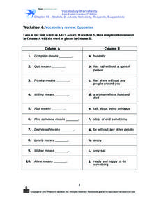 vocabulary check worksheet