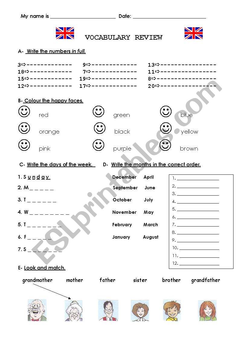 vocabulary check worksheet