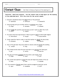 Context Clues Worksheets