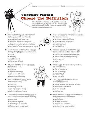 Vocabulary Practice: Choose the Definition | Worksheet 