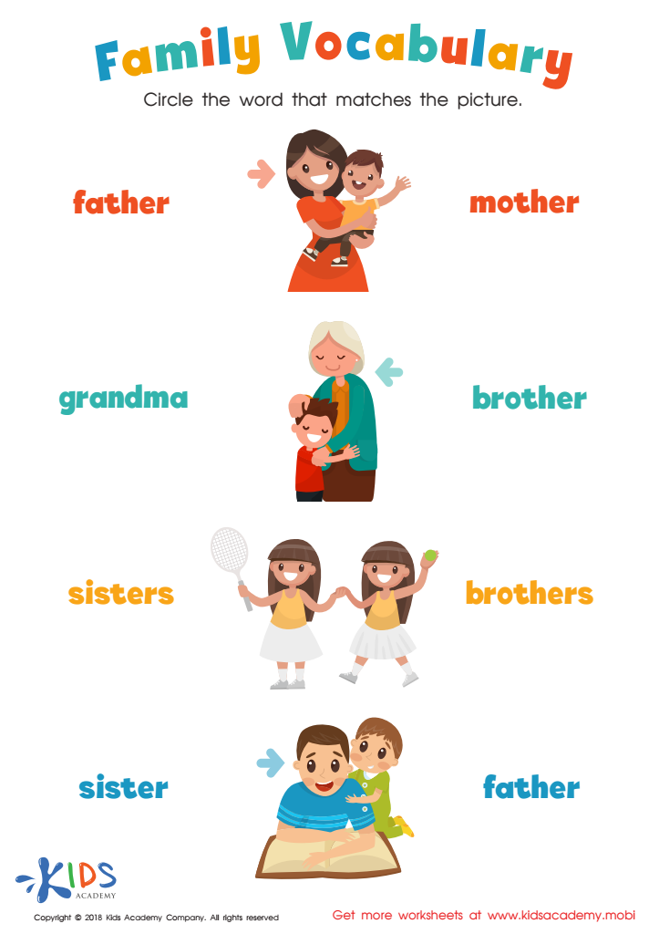 vocabulary for kindergarten worksheet