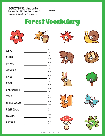 vocabulary free worksheet