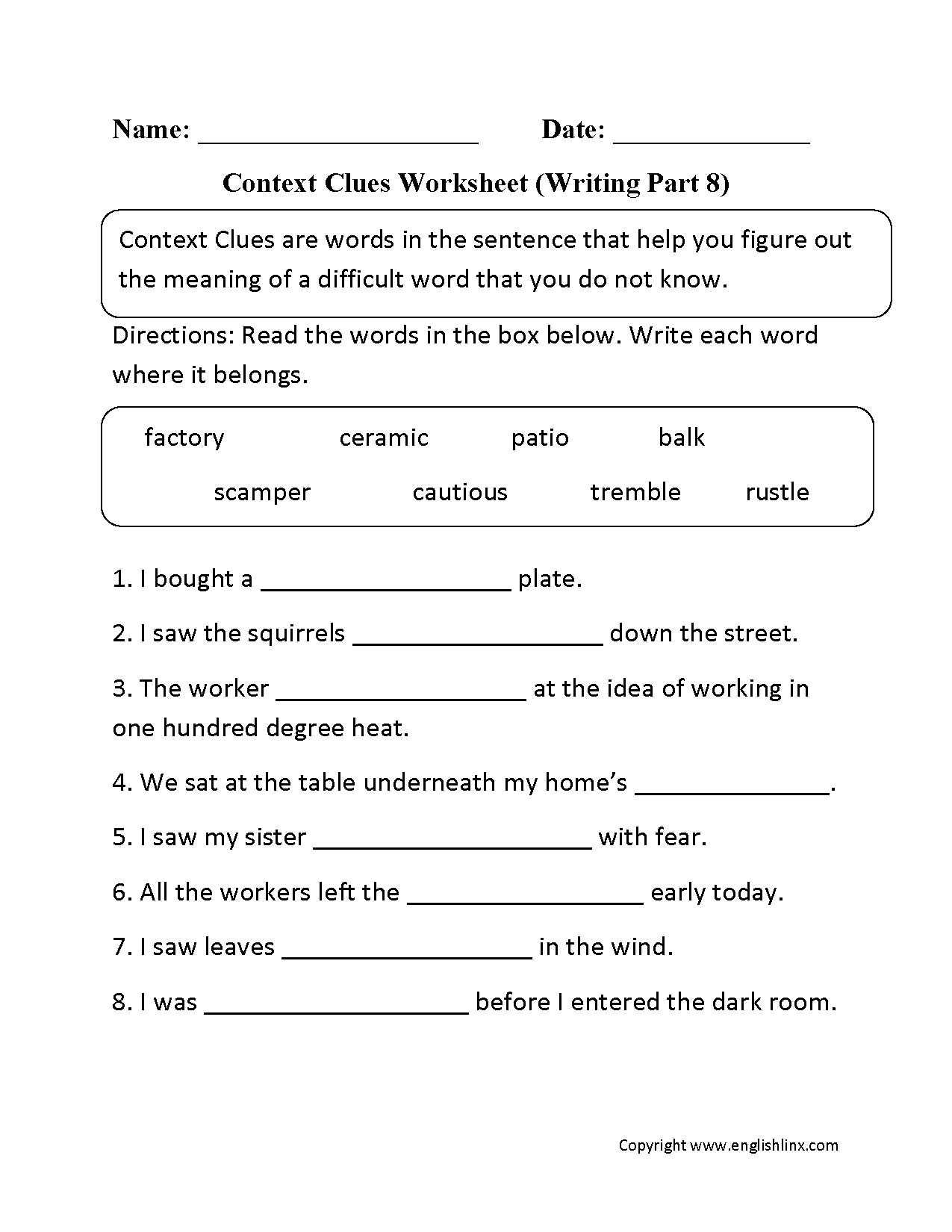 worksheets library | Context Clues Worksheets