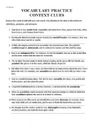 vocabulary in context worksheet