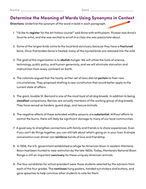 vocabulary in context worksheet