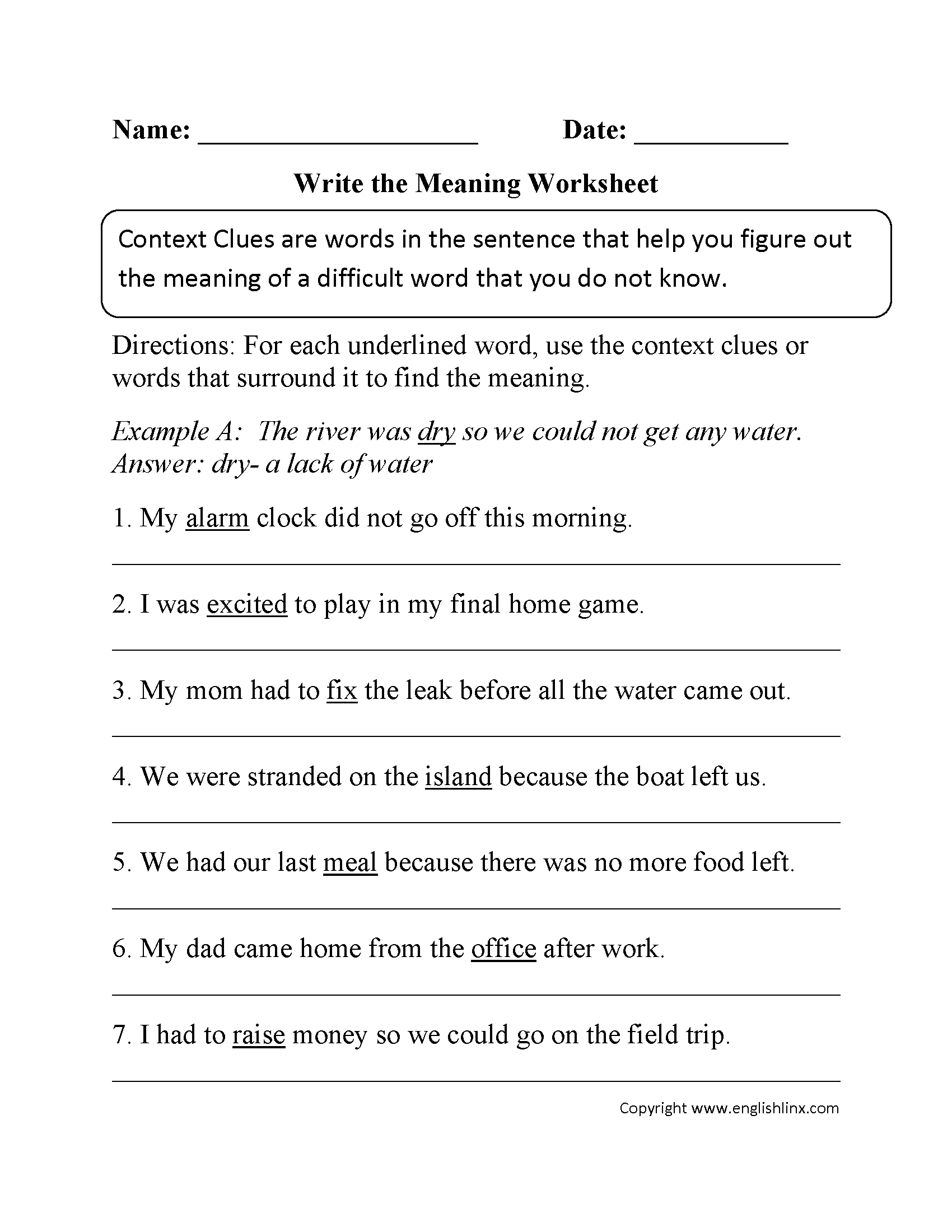 vocabulary in context worksheet