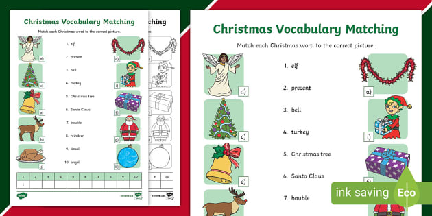vocabulary matching worksheet