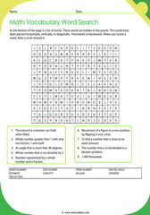 vocabulary math worksheet