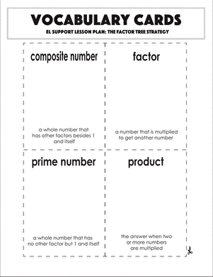 Vocabulary Cards: The Factor Tree Strategy | Worksheet 
