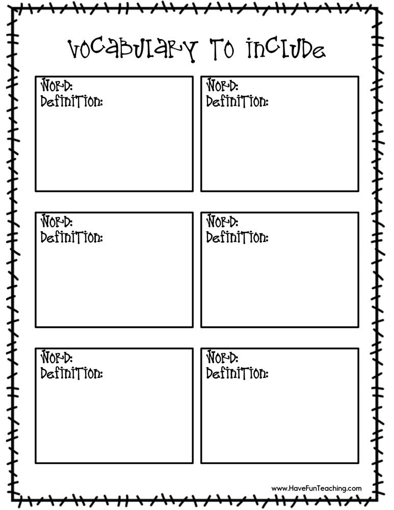vocabulary word worksheet