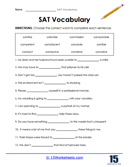 vocabulary word worksheet