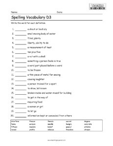 vocabulary worksheet 4th grade
