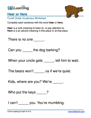 vocabulary worksheet 4th grade