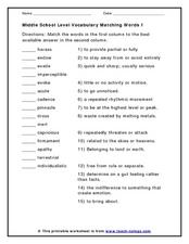 vocabulary worksheet 8th grade