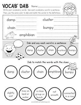 vocabulary worksheet for 1st graders