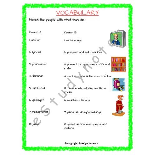 vocabulary worksheet for 3rd graders