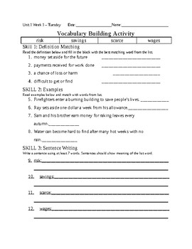vocabulary worksheet for 5th grade