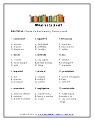 vocabulary worksheet for high school