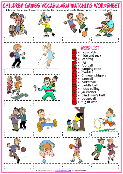 vocabulary worksheet for kids