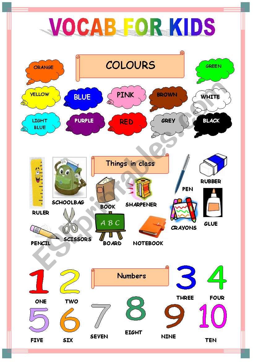 vocabulary worksheet for kids