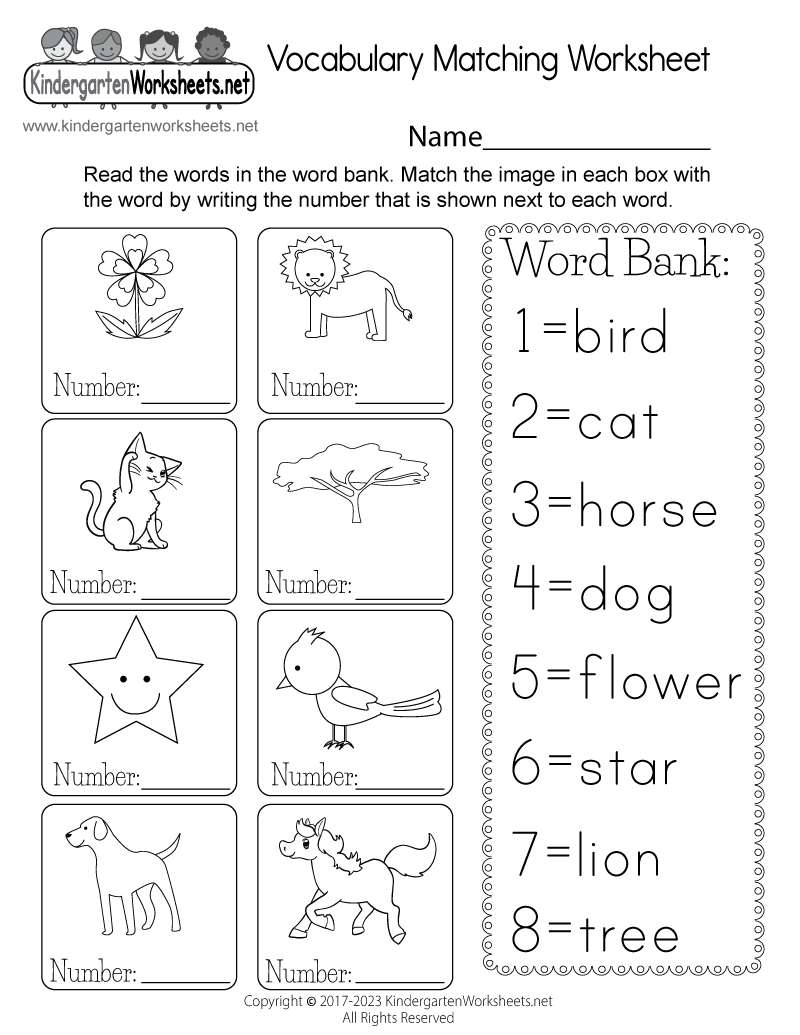 Vocabulary Matching Worksheet - Free Printable, Digital, &  PDF