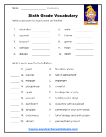 Vocabulary Worksheets